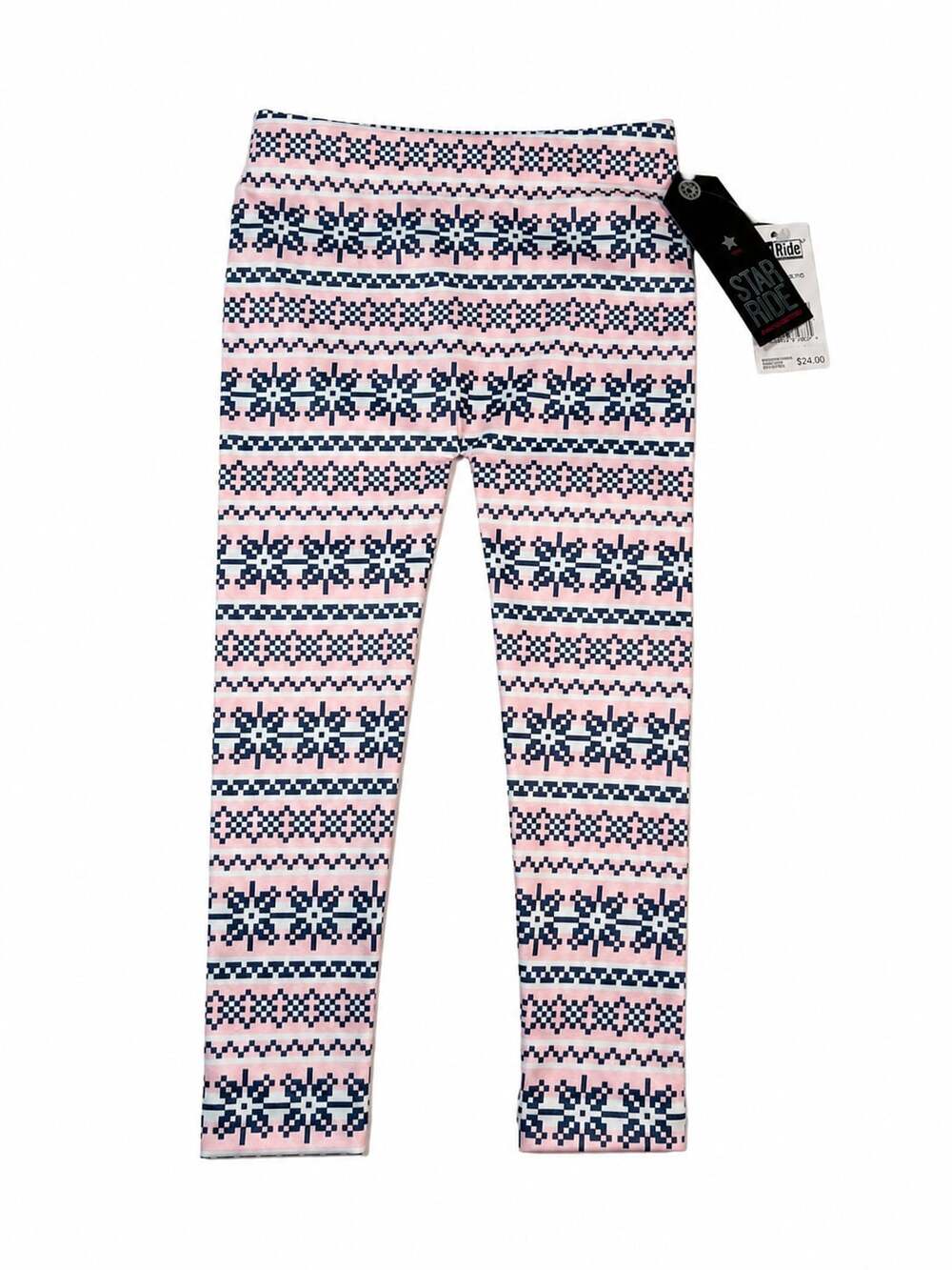 Star Ride Girls' Nordic Snowflake Print Faux Fur Lined Leggings